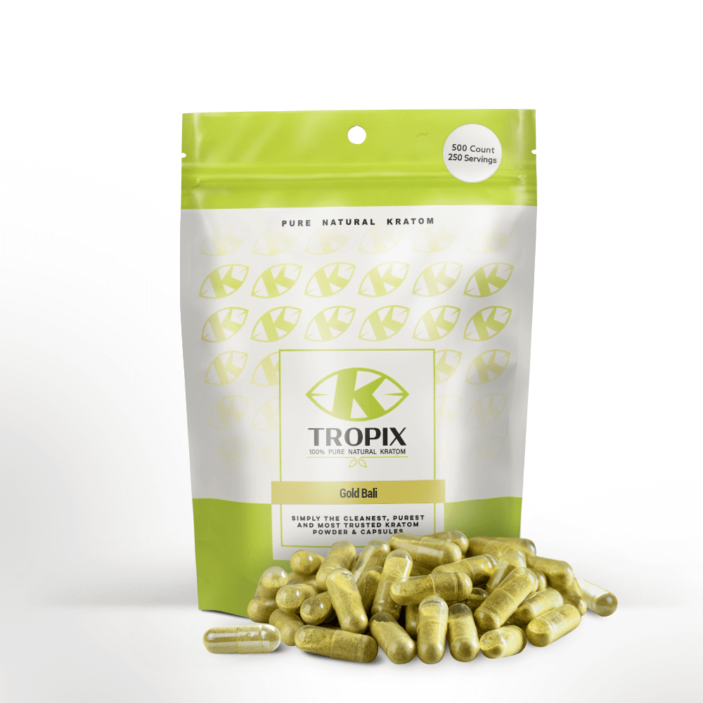 250 servings Gold Bali kratom capsules - 500 count bag