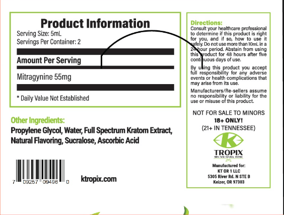 Product information label for kratom shot