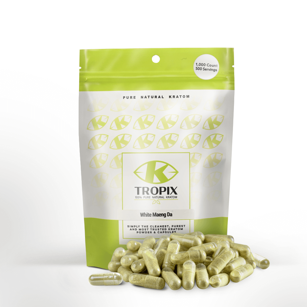1000 count White Maeng Da kracom capsules - 500 servings