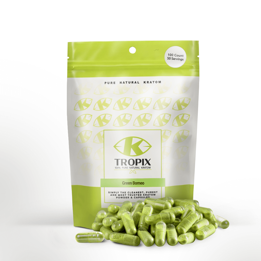 100 count bag Green borneo kratom capsules