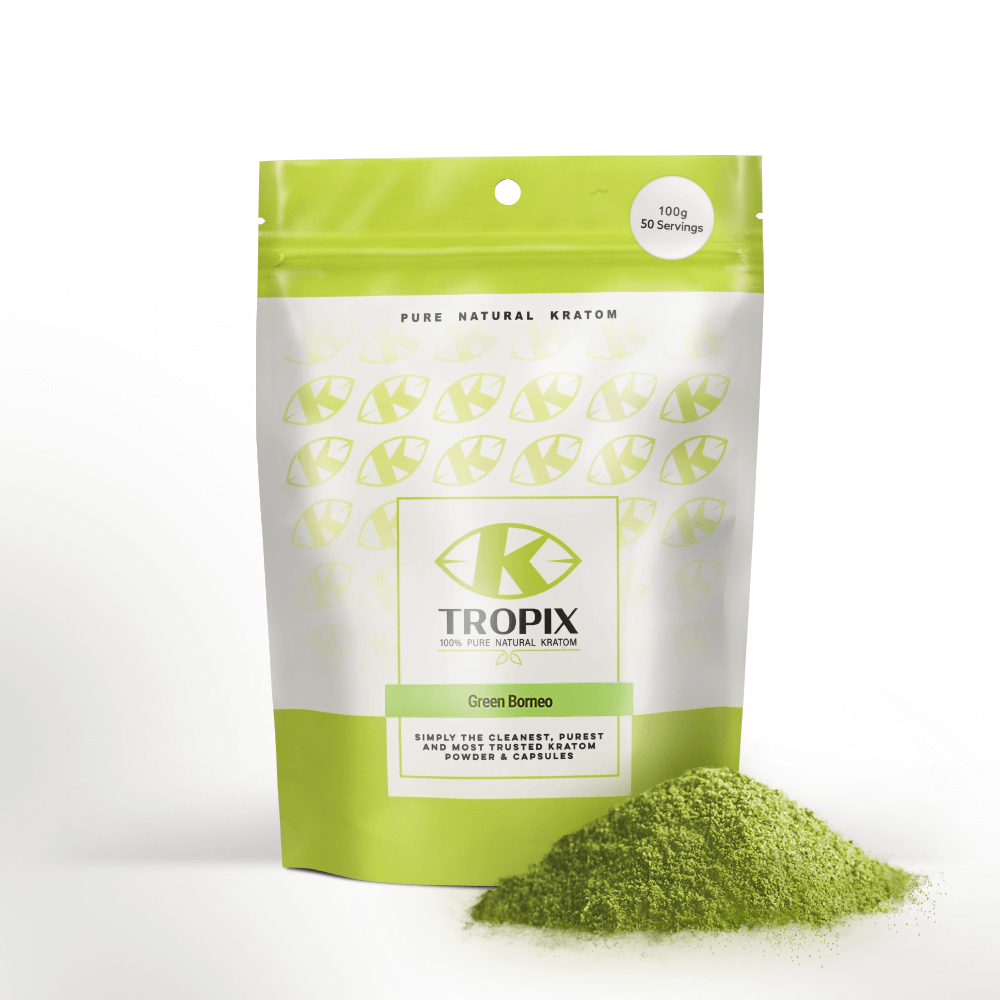 100 grams of Green Borneo kratom powder bag