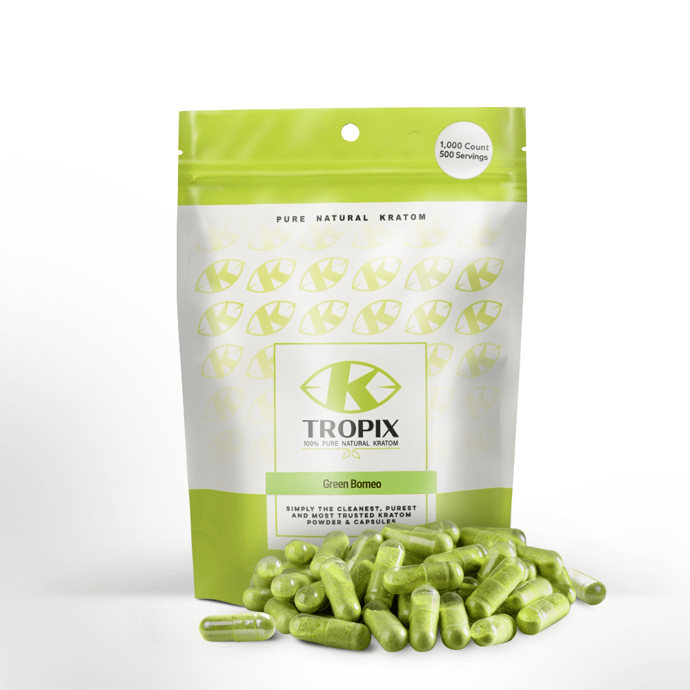 1000 Green borneo kratom capsules - 500 servings