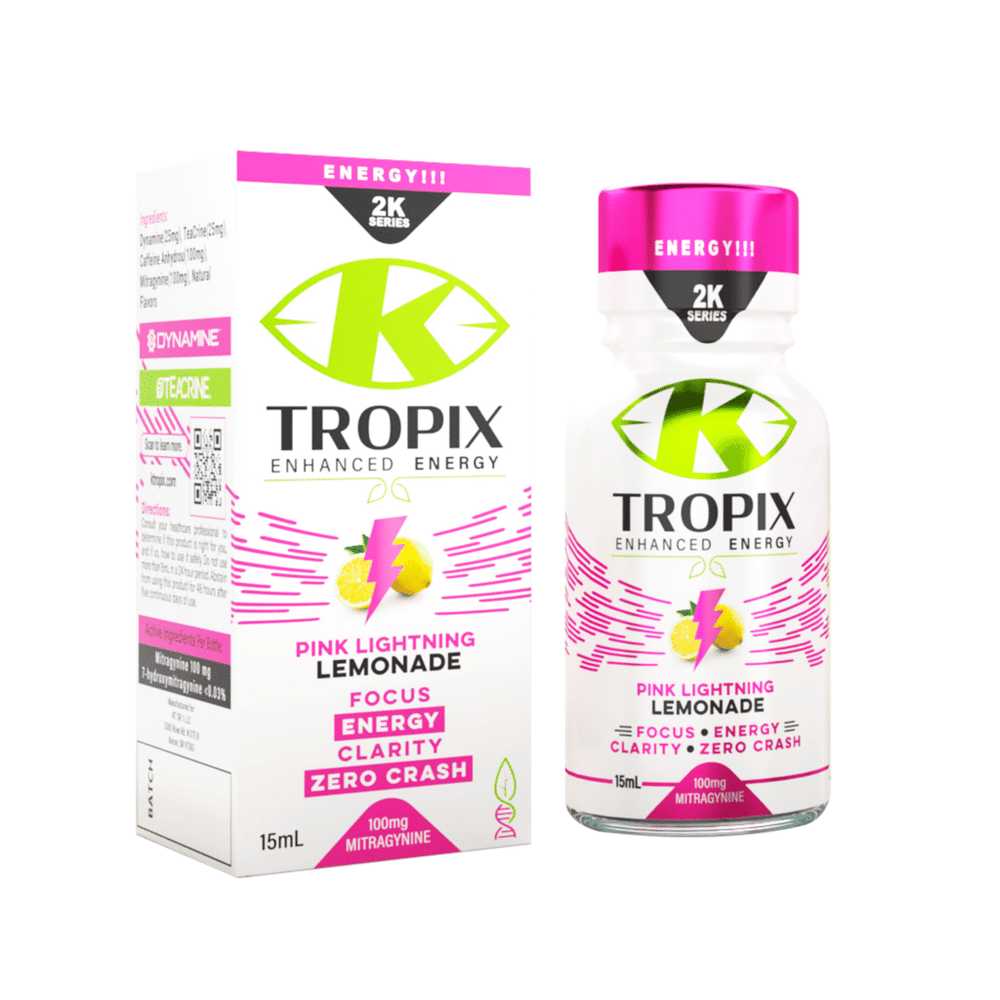 Energy shot with kratom packaging from K Tropix