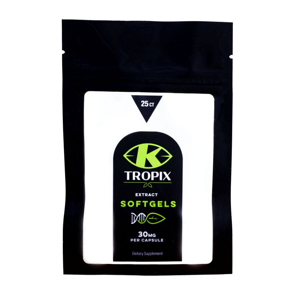 K Tropix kratom extract Softgels bag